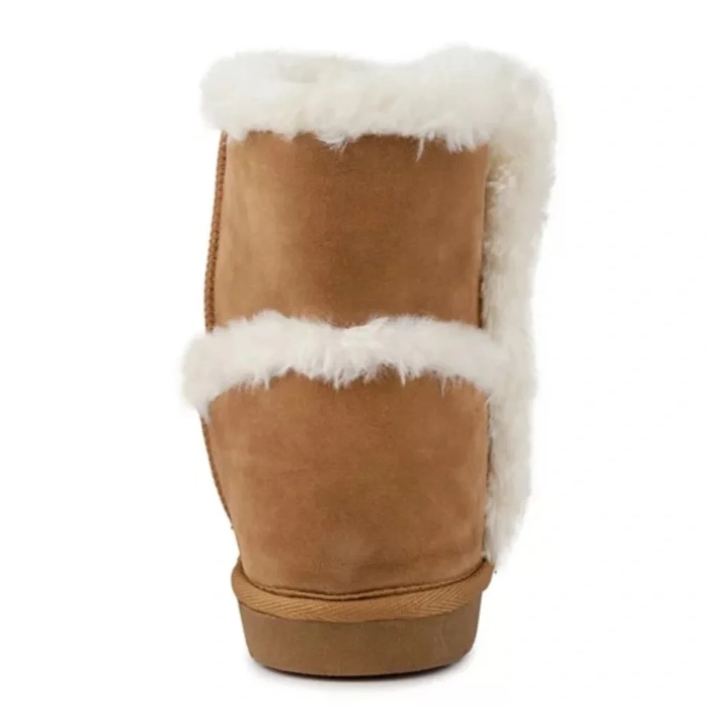 Sugar Poppy Cognac Faux Suede Ankle Boots